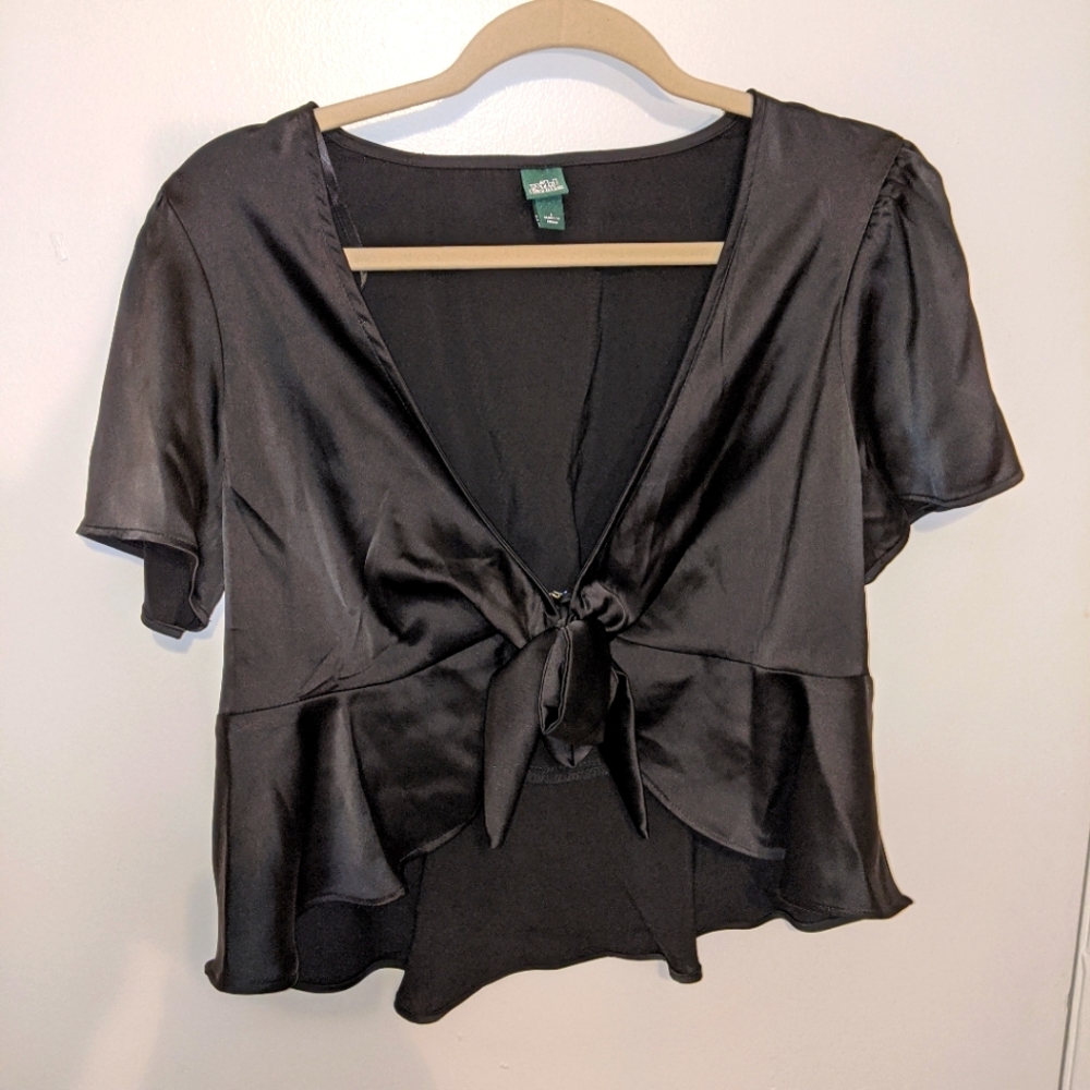 Silky Front-tie Blouse